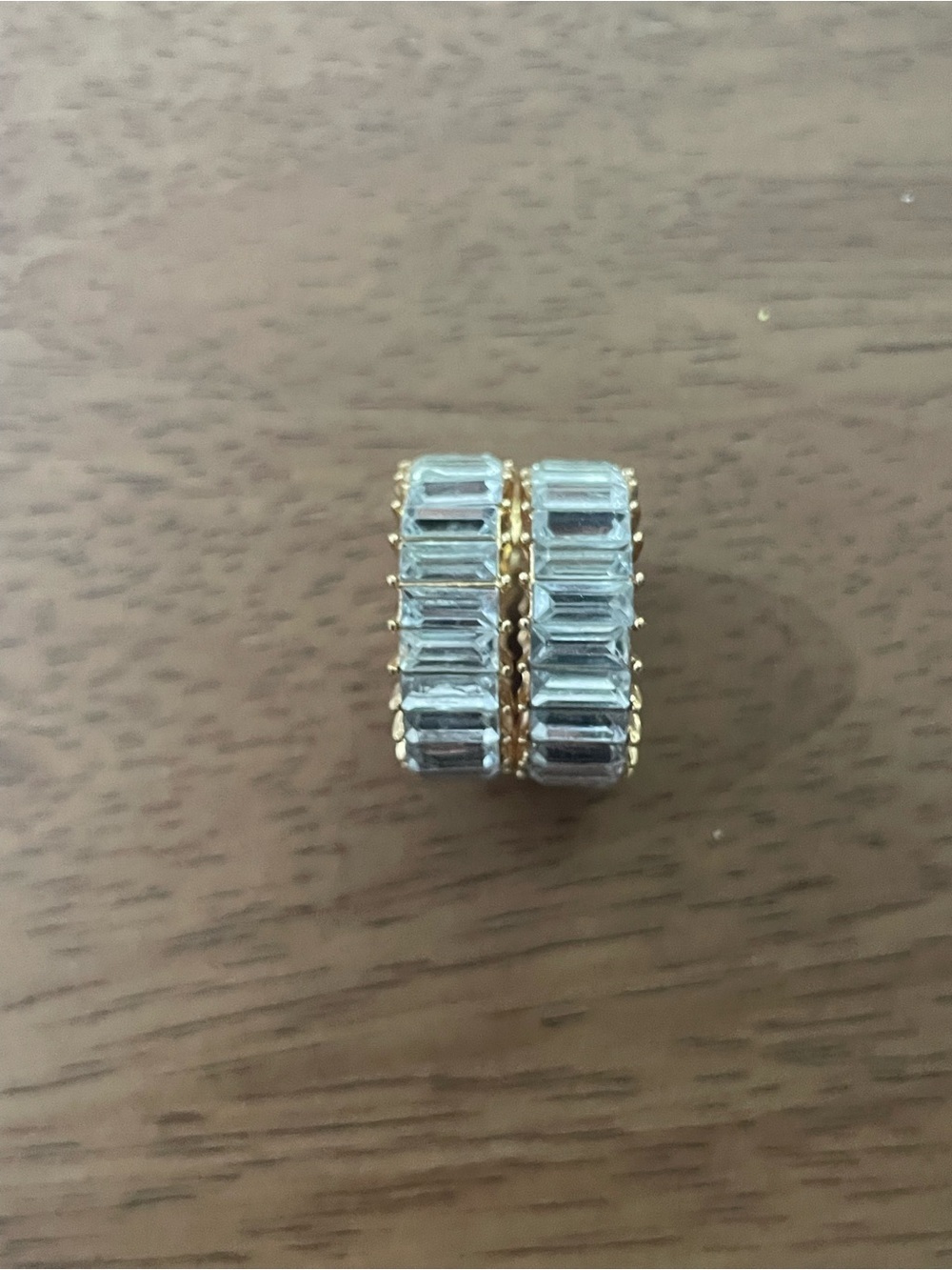 Set of 2 Emerald Cut Rhinestone Rings Size 7